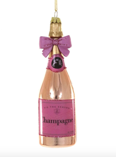 Pink Bow Champagne Ornament