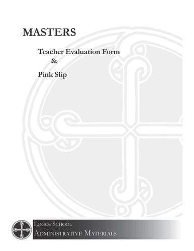 Logos School - Teacher Evaluation Form & Pink Slip Masters (Download)